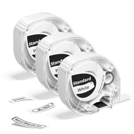 P12 Label Maker Tape Replacement for Dymo LetraTag Label Maker Refills 91331 White Plastic Label Tape 12mm x 4m (1/2" x 13'),Compatible for Phomemo P12 Labeler Letra Tag 200B LT-100H 100T Plus,3-Pack