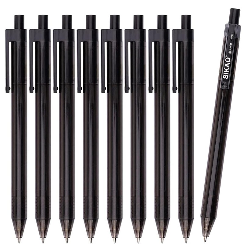 Sikao Black Pens Bulk, 60 Pack Retractable Ballpoint Pens, Black