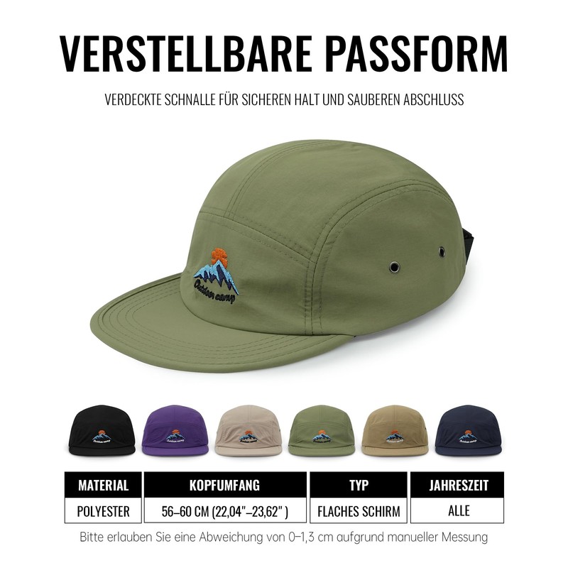 CLAPE Summer 5 Panel Outdoor Camp Waterproof Quick-Drying Baseball Cap
