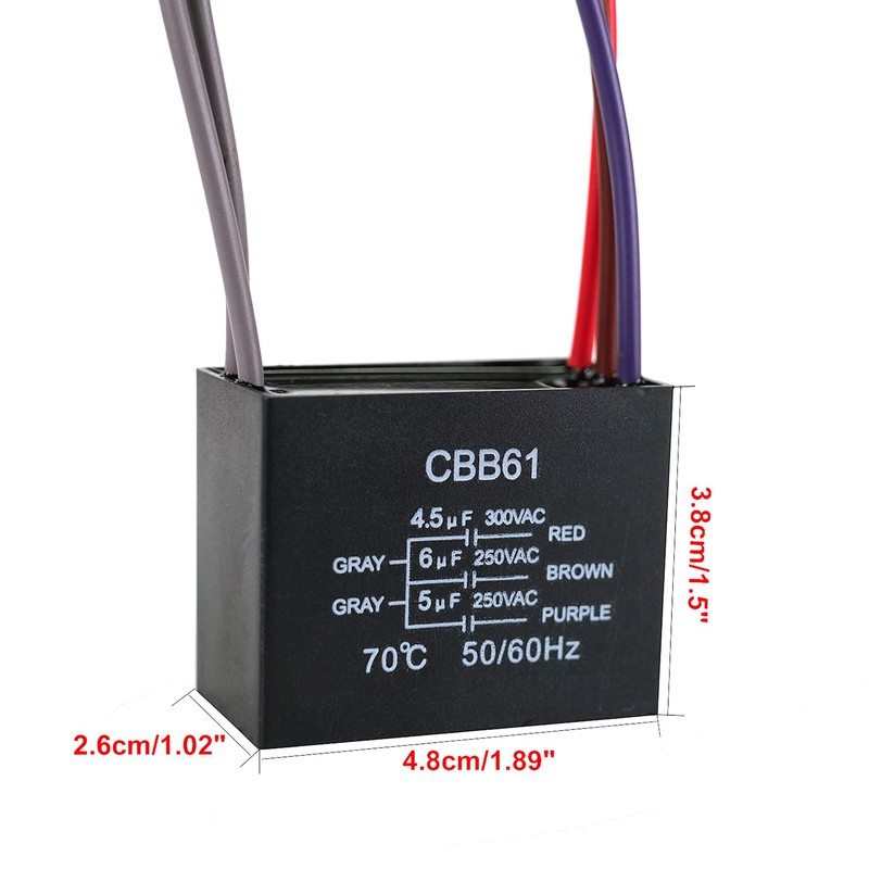 Ceiling Fan Capacitor CBB61 4.5uf + 6uf + 5uf 5wire