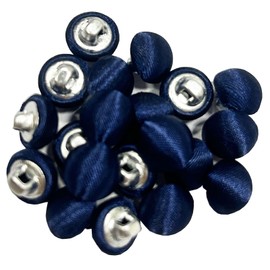 DRHOM 20Pcs 10mm Round Mini Satin Fabric Covered Sewing Buttons for Vintage Suits Wedding Bridal Dress (OneSize, Navy Blue)