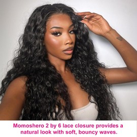 MOMOSHERO 2x6 Hd Lace Closure Only Deep Wave Human Hair 16 Inch, Curly 2 By 6 HD Transparent Swiss Lace Kim K Human Hair Closure Middle Part Pre Plucked 150% Density Baby Hair Natural Black Color