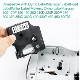 BEYONDTEK Compatible Dymo D1 Label Tape 45013 S0720530 Black on White, 1/2 Inch x 23Ft for Dymo LabelManager 160 420P 210D 280 360D PnP Label Maker, 4 Pack