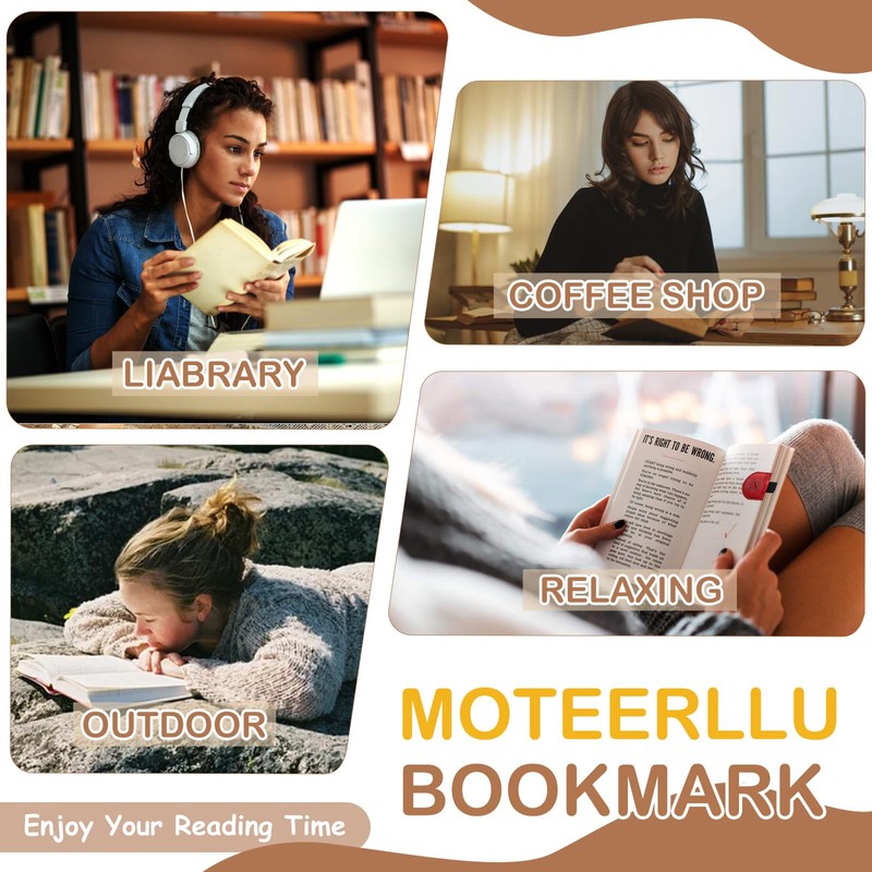MOTEERLLU Leather Magnetic Bookmark with Pen Holder - Initial Pattern