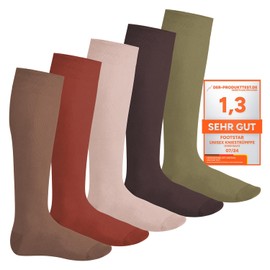 Footstar Men's & Women's Knee Socks (5 Pairs), Classic Cotton Stockings - Everyday!, Autumn colours