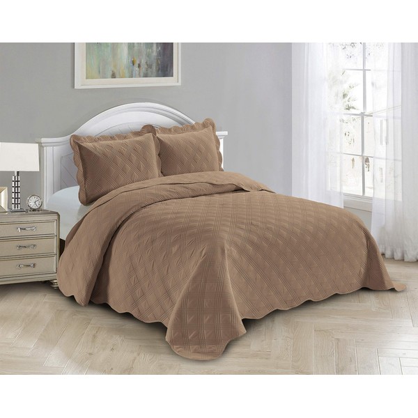 Fancy Linen 3pc Embossed Coverlet Bedspread Set Oversized Bed Cover