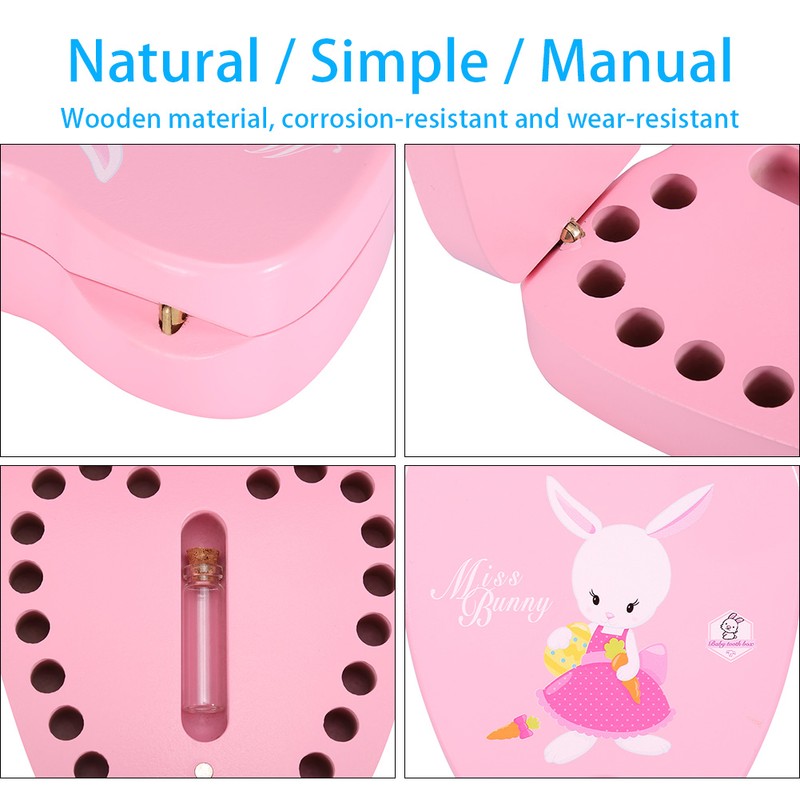 Baby Tooth Box Wooden Children Milk Teeth Collection Organizer Souvenir
