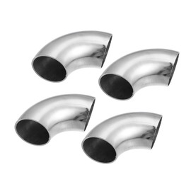 ACROPIX 4pcs OD 1.5 Inch 90 Degree Mandrel Bend Elbow SS304 Stainless Steel Bend Tube Exhaust Elbow Pipe for Car Exhaust System 1.5" Piping Silver Tone Car Parts