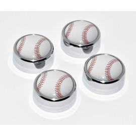 Elektroplate Baseball Chrome Plated Sports License Plate Screw Cap Covers - Set of 4