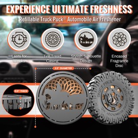 Drive Time Truck Puck Campfire Nights Fragrance Premium Long-Lasting Car Air Freshener, Odor Eliminator/Deodorizer, Refillable Vent & Visor Clip Car Accessories, Pack of 3