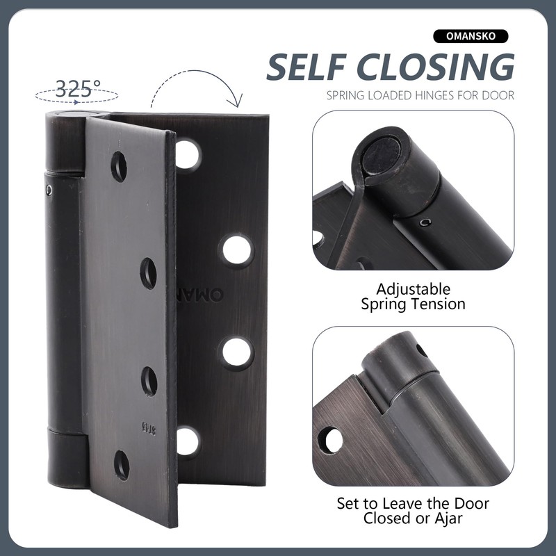 Self Closing Door Hinge 4-1/2 inch Oil Rubbed Bronze Auto