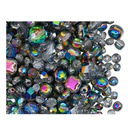 100 g Beads Mix, Olive Shape , Crystal Vitrail, Czech Glass