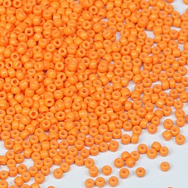 BALABEAD Light Orange Color Loose Craft Glass Seed Beads Size 3mm About 4000pcs in Box 8/0 Seed Beads for Jewelry Making (Light Orange -Size 3mm)