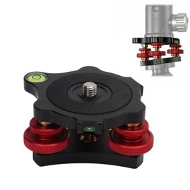 Tripod Leveling Base, LP‑64 Camera Leveler, 5° Horizontal Adjustment Aluminum Alloy Triple Wheel Leveling Base with 3 Level for SLR Ball Head, Tripod