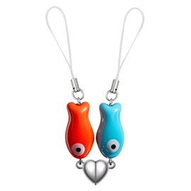 ownmysty Matching Phone Charm Gifts for Boyfriend Couples, Fish Phone hippers Keychain Christmas Gifts for Bf Girlfriend Him Her Best Friend Anniversary Birthday Xmas Stocking Stuffers, Orange Blue