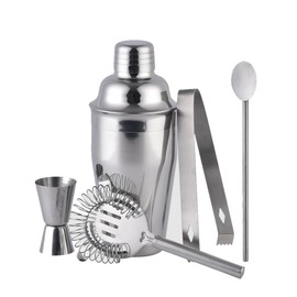 5 Pcs NUZAMAS Cocktail Shaker Set with Bamboo Stand 304 Stainless Steel Bar Tools 750 ml Stainless Steel Bartender Set for Mixed Drinks Bartender Kit for Home Bars Parties