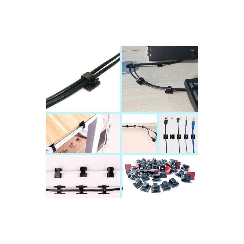 50 Piezas Organizador de Cables Autoadhesivo, Soportes de Cable ,