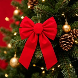 Classic Red Velvet Christmas Bows 12 Pack, 13" x 9" Large Wreath Tree Garland Decor