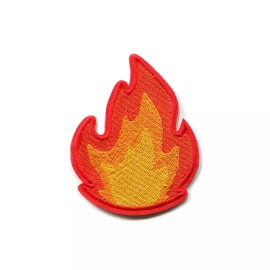 Patchwork Paradise Flame Fire Emoji Embroidered Iron On Patch - Red and Yellow Heat Symbol Badge