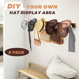 BEGULF 8 Pcs Metal Cowboy Hat Holder for Wall, Western Cowboy Hats Rack Wall Mounted, Cowboy Hat Organizer Hanger for Fedora, Beach, Sun Hats, Scarves (8Pcs-Black)