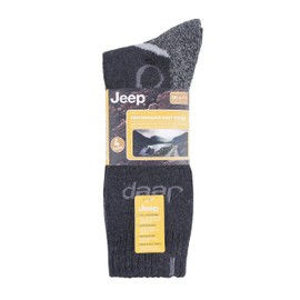 Jeep - 4 Pairs Mens Anti Blister Thick Cushioned Luxury Boot Socks for Outdoor Activities | Hiking Walking Trekking (6-11, Charcoal/Grey)