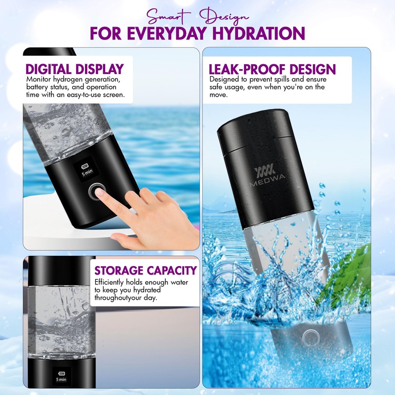 Rechargeable Hydrogen Water Bottle Generator with Cup for 230ml Rich