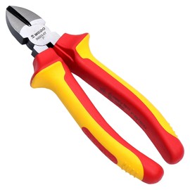 WEDO Insulated Diagonal Cutting Pliers 7", VDE 1000V Side Wire Cutters Injection Pliers Nippers, Head Die-Forged of CR-V Steel and Dual Material Anti-Slip Handles, Jaw Hardness HRC58-63