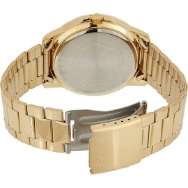 Reloj Casio Mtpv002 G1b Hombre Dorado Negro Fechador Full Correa MTP-V002G-1B