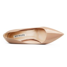 JOY IN LOVE Women's Shoes Low Heels Pointy Toe Kitten Heel Daily Pumps Nude 6 US