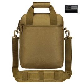 ZHIERNA Tactical Messenger Bag, Tactical Briefcase Laptop Bag Heavy Duty MOLLE Shoulder Pack Handbag for Men(Patch Included), Coyote, Free Size, Military Messenger Bag