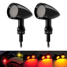 PBYMT Motorcycle Turn Signals LED Rear Turn Signals Red Amber Tail Lights SMD Blinkers w/ 10mm Mount Hole Compatible for Honda Yamaha Suzuki Kawasaki Harley Chopper Bobber