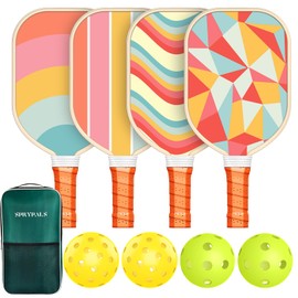 Pickleball Paddles,USAPA Approved Cute Pickleball Paddles Set of 4 with 4 Balls & 1 Pickleball Bag,Pickleball Racket with Ergonomic Cushion Grip Pickle Ball Set for Beginner Pros Women Men Great Gifts