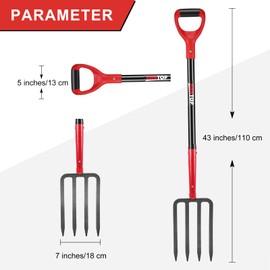 HANTOP 4-Tine Pitchfork Digging Fork Garden Fork Heavy Duty Spading Fork Pitch Fork for Gardening, Hay,Potato,43 inches