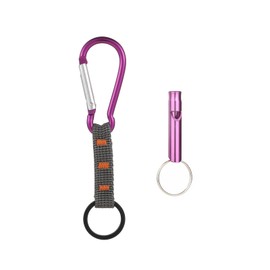 EMERSPRING Outdoor Carabiner Keychain with Belt Key Ring Emergency Whistle Multifunctional Carabiner Key Hook for Climbing Camping Hiking Clip Key Chain Bag Accessories Key Lost Prevention (Purple)