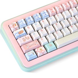 GMKWTL XVX PBT Keycaps 75 Percent, 157 Keys Cute Dye-Sub Keycap Set, Cherry Profile Keyboard Keycaps with Custom Transparent Key caps Compatible with Most ANSI Layout MX Switches Mechanical Keyboard