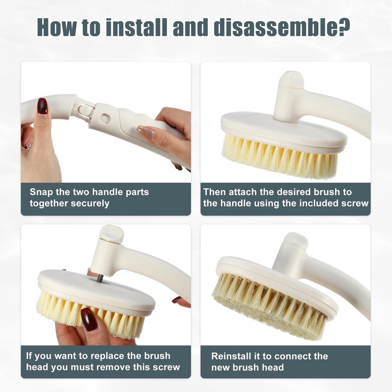VOCOSTE Body Brush, Double Sided Drying Brush, Back Wash, Exfoliating