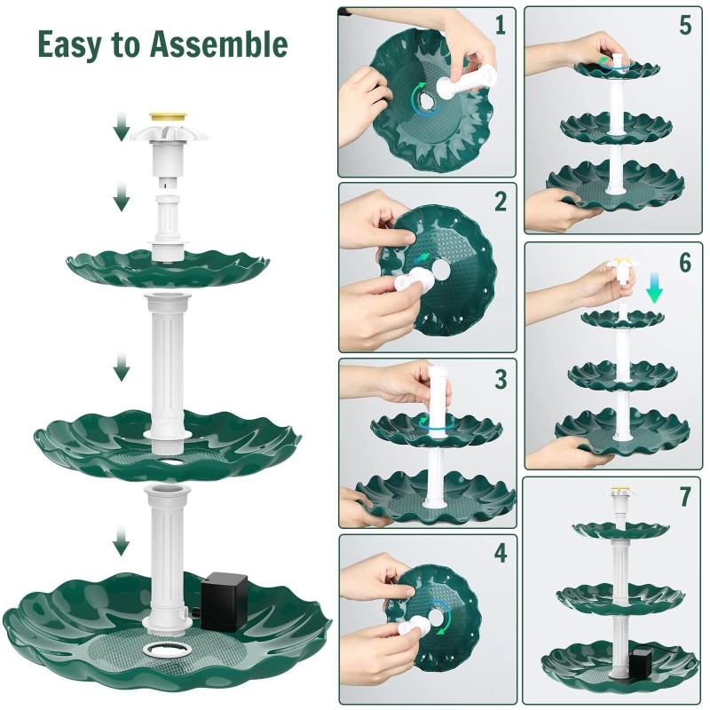 3 Tiered Bird Bath with 3.5W Solar Pump Solar Fountain