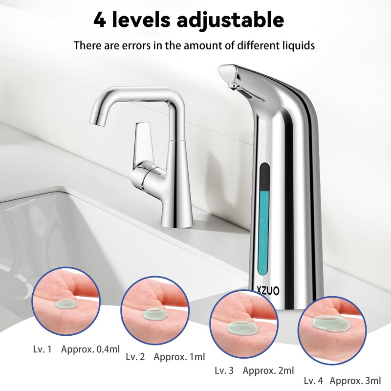 Automatic Soap Dispenser with Infrared Sensor - Adjustable 4-Level Touchless
