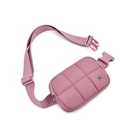 WESTBRONCO Puffer Fanny Packs for Women Quilted Nylon Waterproof Belt Bag with 2 Zipper, Puffy Crossbody Bag with Adjustable Strap, 1L Waist Bag for Travel Daily