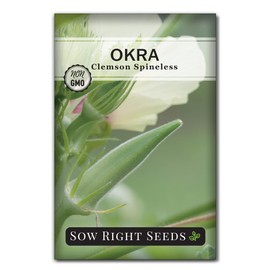 Sow Right Seeds - Clemson Spineless Okra Seed for Planting - Non-GMO Heirloom Packet with Instructions to Plant and Grow an Outdoor Home Vegetable Garden - Smooth Pods for Fried Okra (1)