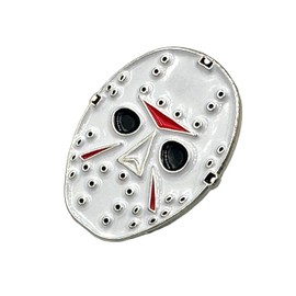 Jason Brooch Ice Hockey Mask Horror Film Metal Pin Fan Badge, 20 mm Wide 25 mm High, Aluminium, Aluminium