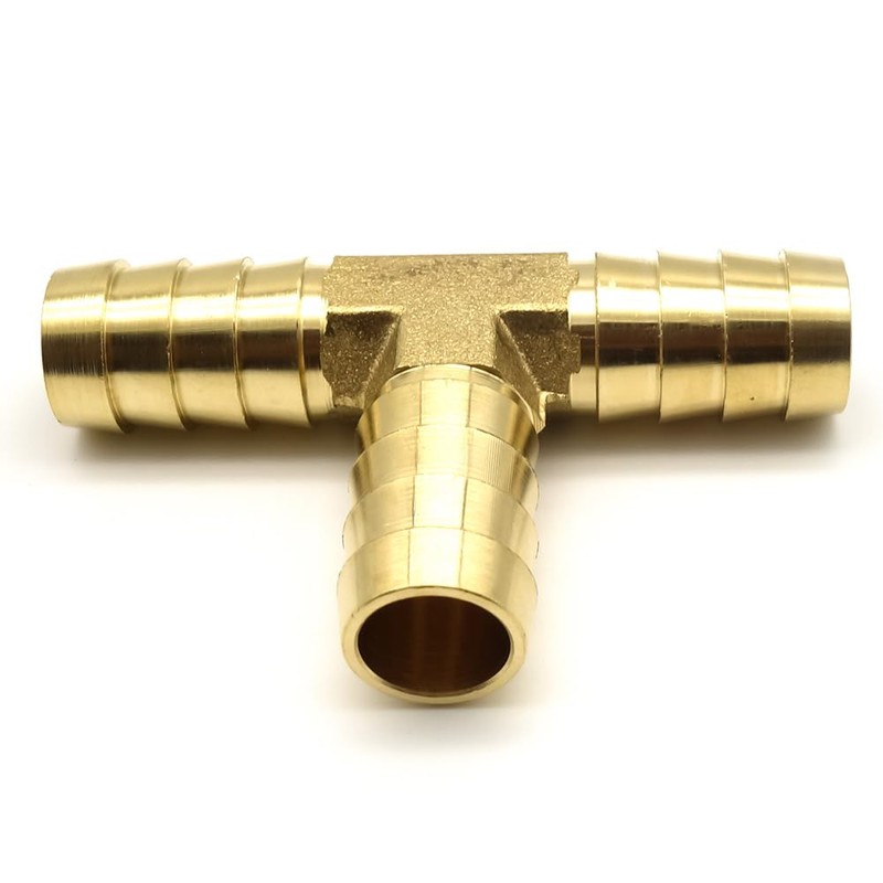 AHFMANG 3 PCS Brass Tee Barb Fitting 3/8" × 3/8"