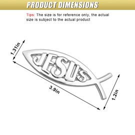 ZIMISI 2PCS Jesus Fish Car Decal Sticker, 3D Chrome Metal Fish Emblem Decal, Waterproof Car Bumper Window Symbol Sticker, Auto Decoration Accessories for Cars Trucks Motorcycles (Silver)
