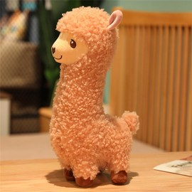 Herfair Alpaca Cuddly Toy, Alpaca Plush Toy Plushies Soft Lambskin Wool Stuffed Toy Llama Cushion Gift for Children Girls Boys (Brown, 43 cm)