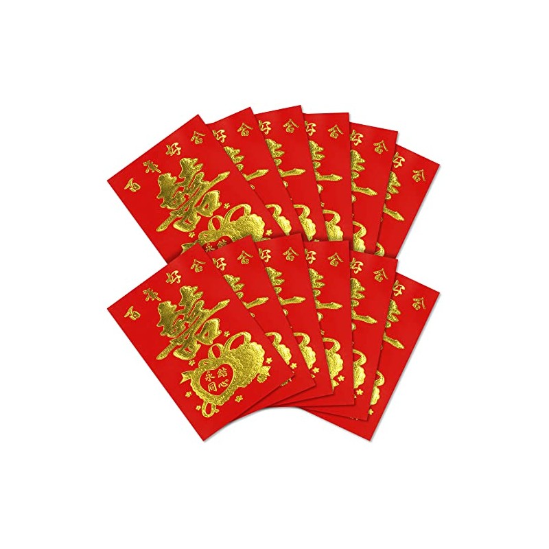 12 Double happiness Traditional Chinese Red Envelopes for Wedding. Lucky