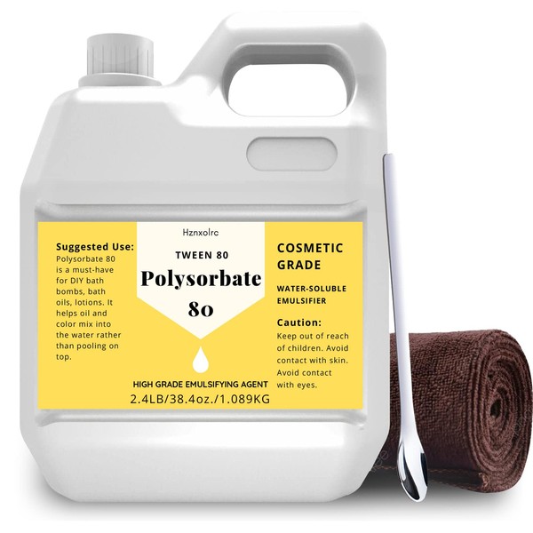 38.4 oz Polysorbate 80 for Bath Bombs, Premium Polysorbate 80 (Sorbitan Oleate) Liquid, 100% Pure, Cosmetics Grade, Gentle on Skin, Suitable for Making Lotions, Shampoos, Body Washes and More
