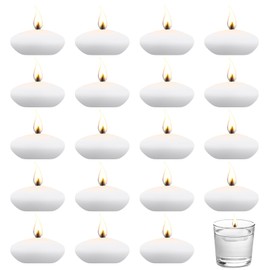 20Pcs 1.5 inch White Floating Candles, Unscented Floating Candles for Centerpieces 1.5-2 Hours Long Burning, Small Floating Tealights Candles for Valentine's Day Thanksgiving Holiday Wedding Party