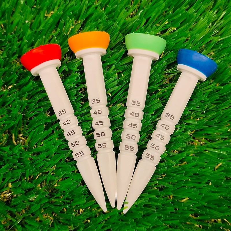 Toolzia Golf Tees 4 Pcs Adjustable Height 33-55mm Reusable Plastic