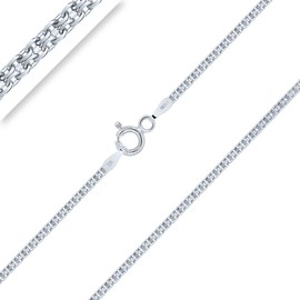 Planetys - Bismarck Chain Diamond-Coated 925 Sterling Silver Rhodium-Plated Chain - Necklace - 1.8 mm Wide Various Lengths: 40-45-50-55-60-65-70 cm, Sterling Silver, Diamond
