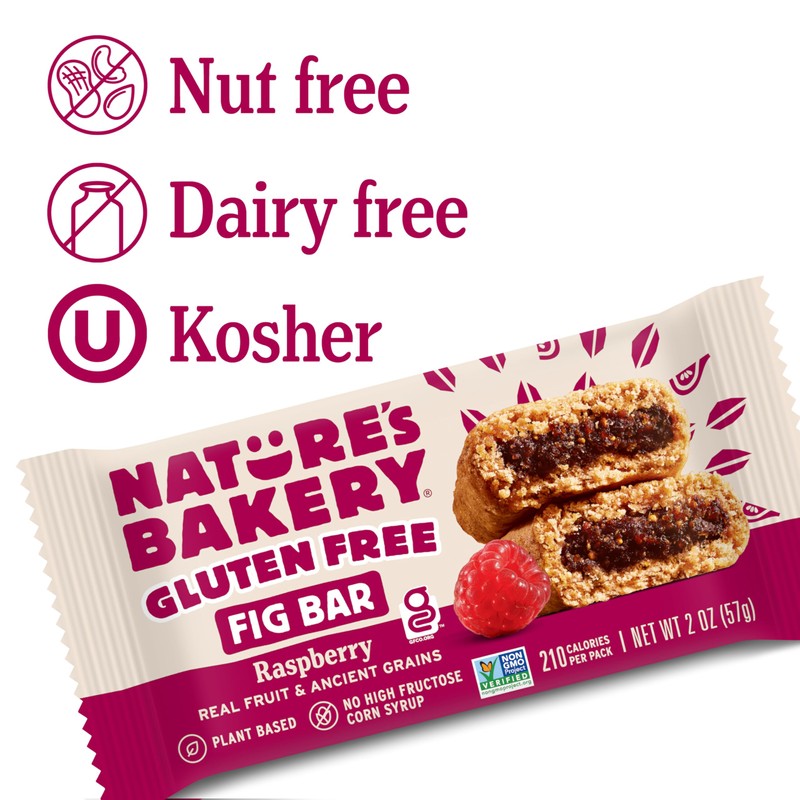 Nature’s Bakery Gluten Free Fig Bars, Raspberry, Real Fruit, Vegan,